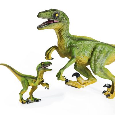 JR PARK 2Pcs Dinosaur Toys, 15.5 Large Velociraptor Green Dinosaur Action Figure, Realistic Dinosaurs Toys Gifts for Boys Girls, Birthday Gifts Christmas Decor