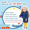Rakki Dolli Doll Clothes 3 Pc. Set Navy Blue Hooded Coat with Denim Skirt & Mustard Yellow Knitted One-Piece Pantyhose, Warm Hoodie Snowsuit Fits for 18" Dolls (Doll & Shoes not Included) 017 view 4