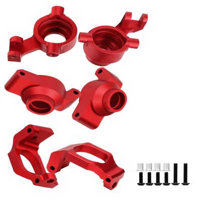 RCMYou RC Caster Blocks C-hubs&Steering Blocks&Carriers Stub Axle Upgrade Parts for 1/10 Maxx WideMaxx,Aluminum RC Hops Up for Monster Truck Mode #89086-4,#89076-4,Replace #8932,8937,8952 Red
