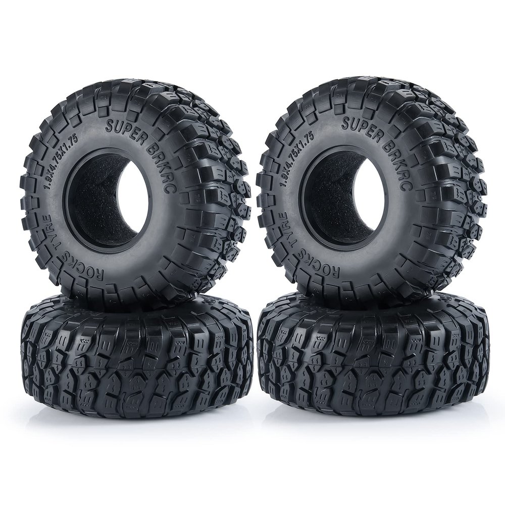 JHR RC Tires 1.9inch 4Pcs Crawler Rubber Tires Tyre Set 120mm Wheel Tires for 1/10 RC Rock Crawler Axial SCX10 90046 TRX4 TRX-6
