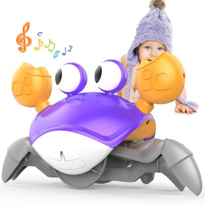 Yeaye Crawling Crab Baby Toys Infant - Tummy Time Toy Gifts for 3 4 5 6 7 8 9 10 11 12 Boy Girl with Learning Crawl System Music for 0-6 6-12 12-18 36 Months Walking Toddler Birthday Gift(Purple)