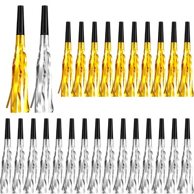 200 Pcs Party Blowers Noise Makers Horns Blowout Clappers Noisemakers for Halloween Christmas Birthday Sporting New Year's Eve Party Supplies 2026(Black Gold, Black Silver)