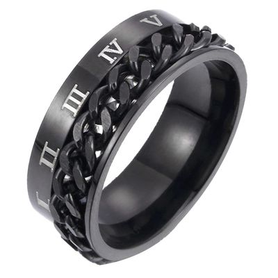 8mm Spinner Ring Stainless Steel Fidget Ring Anxiety Ring for Men Fidget Anxiety Ring Stress Reliever Spinner Rings Fidget Jewelry Black/Blue/Silver/Gold/Rainbow Black US 9