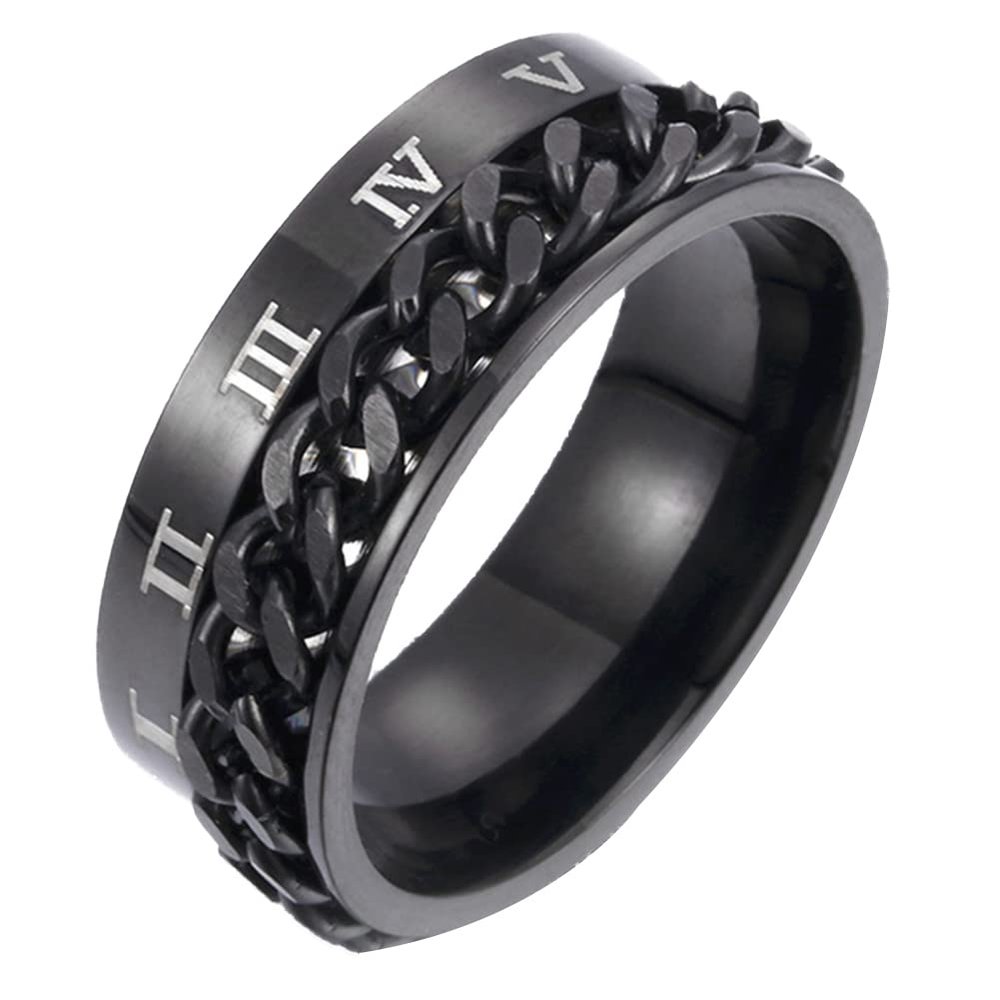 8mm Spinner Ring Stainless Steel Fidget Ring Anxiety Ring for Men Fidget Anxiety Ring Stress Reliever Spinner Rings Fidget Jewelry Black/Blue/Silver/Gold/Rainbow Black US 9