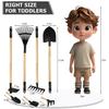 CHEERBANK 7PCS Kids Gardening Tools, Long Shovel, Rake for Leaves, Spade, Hoe, Steel Heads & Real Wood Handle, Yard Tools for Children Toddlers Gifts view 4