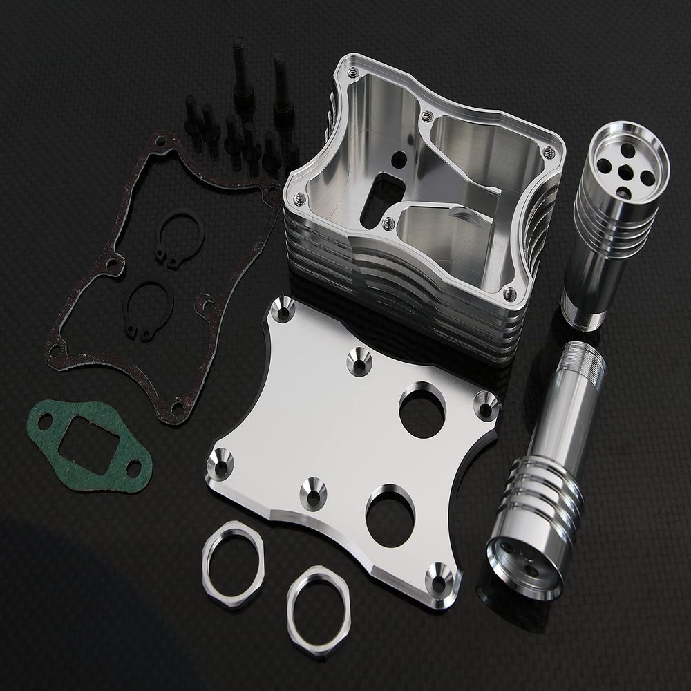 GTBRacing Metal Integrated Exhaust Box for 1/5 RC Car HPI Baja KM Rovan 5B SS 5T 5SC Upgrade Part (Silver)