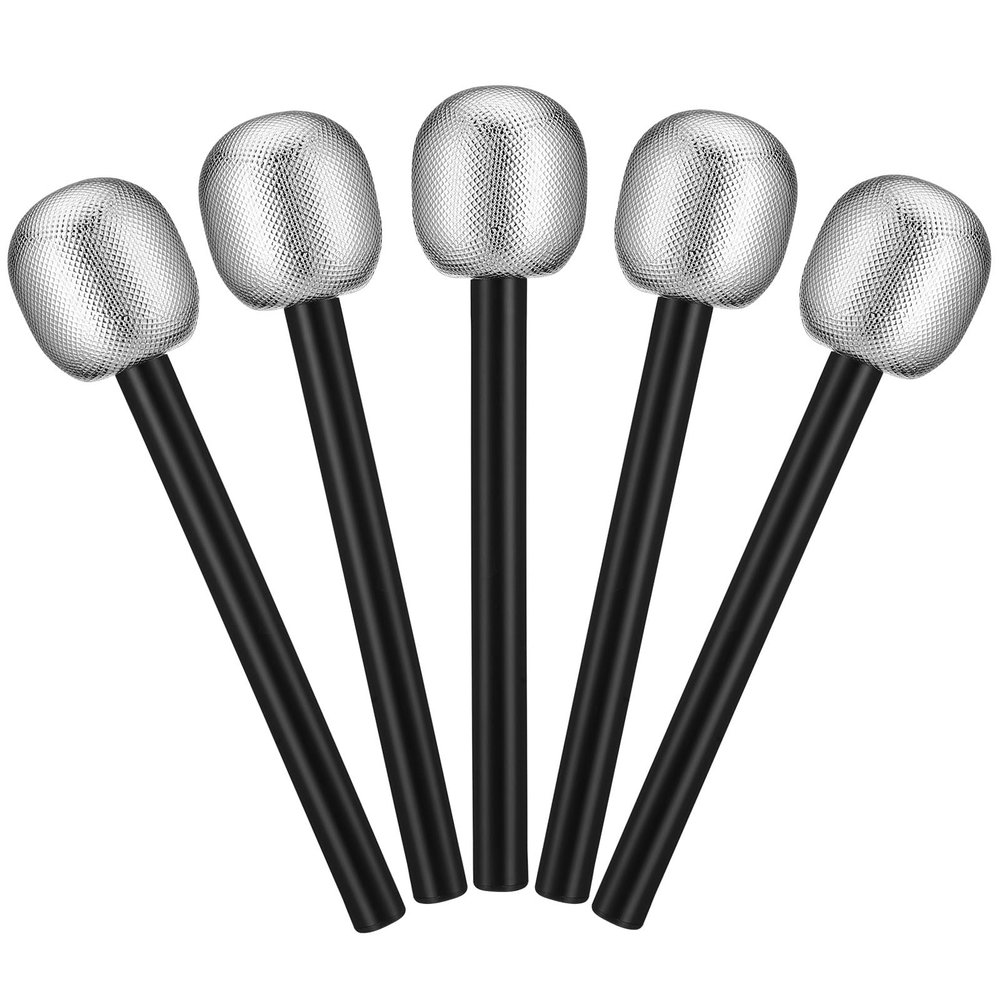 NUOBESTY 18 Pcs Simulation Microphone Props Glitter Pretend Microphones Party Favor Toys for Kids Halloween Costume Party Decor
