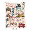 Artsadd Custom Name Blankets with Transportation Design for Baby Boy - Personalized Bus Car Blanket with Name for Kids - Cute Truck Throw Blanket - Customized Swadding Blanket for Toddler 50"x60" view 1