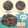 Chivao 300 Pcs Bronze Coins Plastic Treasure Pirate Coins Fake Toy Carnival St. Patrick's Day Party Favors Pirate Party Decoration Birthday Adventure Themed Supplies view 2