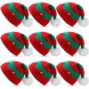 JaGely 9 Pcs Christmas Elf Hat Xmas Elf Beanie Adult Santa Hats for Christmas Holiday Winter for Women Men view 1