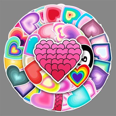 50Pcs Colorful Heart Stickers Waterproof Cute Love Stickers for Water Bottle Skateboard Scrapbooking Laptop Phone Guitar Cars Bicycle Motorcycle,Vinyl Valentines Day Stickers for Teens Kids Girls