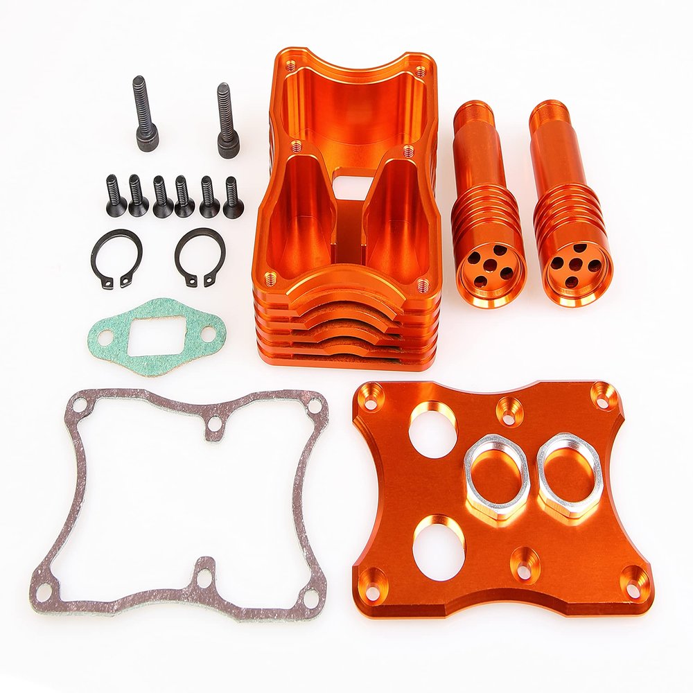 GTBRacing GTB Metal RC 1/5 Car Integrated Exhaust Box for HPI Baja KM Rovan 5B SS 5T 5SC (Orange)