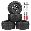 AllinRC 1/10 Scale RC Truck Tires and Wheels Pre-Glued with Aluminum 12mm Wheel Hex Nuts Compatible with 1/10 Arrma Granite Big Rock Vorteks Monster Truck (4 Pack) view 1