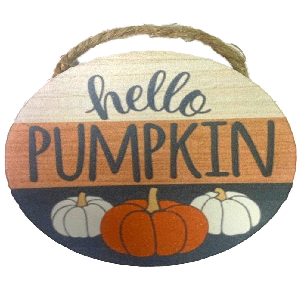 Melody Jane Dolls Houses Dollhouse Blue Hello Pumpkin Halloween Sign Wreath Miniature Door Accessory