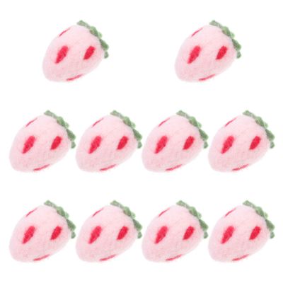 Beavorty Felt Strawberry Crafts Wool Felt Pink Strawberries Plush DIY Craft Decoration for Hairpin Brooch Hat Jewelry Accessories 10pcs