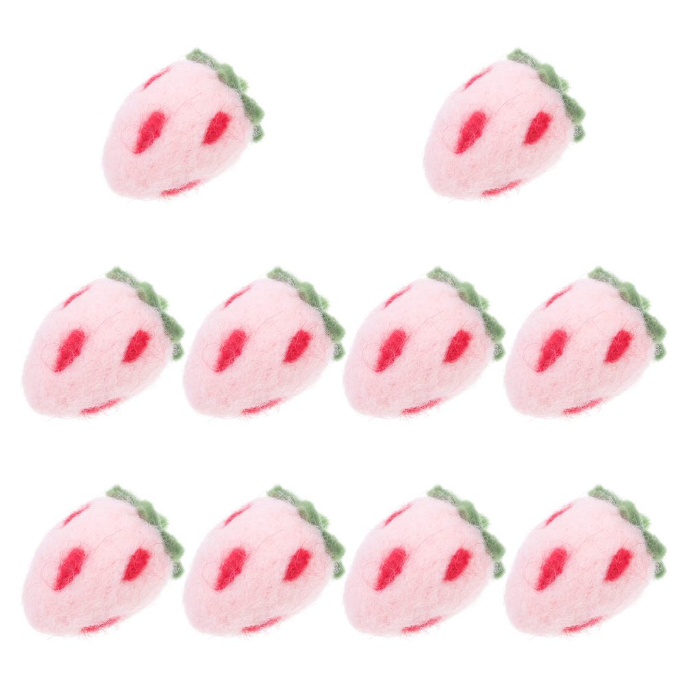 Beavorty Felt Strawberry Crafts Wool Felt Pink Strawberries Plush DIY Craft Decoration for Hairpin Brooch Hat Jewelry Accessories 10pcs
