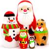 AEVVV Christmas Russian Nesting Dolls 5 pcs - Russian Doll Christmas Decorations Santa, Snow Man, Deer, Elf, Penguin view 1