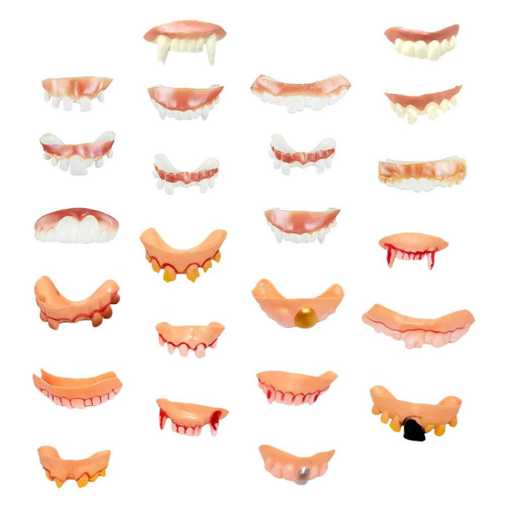 24pcs Halloween Dentures Funny Fake Teeth Denture Fake Gnarly Teeth Fake Joke Teeth Halloween Fake Teeth Funny Fake Fangs Denture Fake Teeth Halloween Fake Teeth Prop