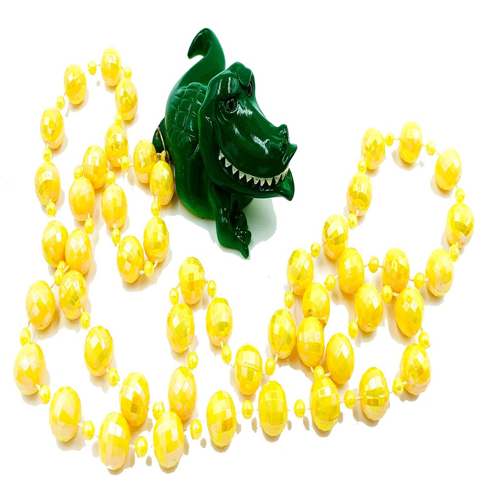 Bobble Head Alligator Gator Bead Necklace New Orleans Mardi Gras Spring Break Cajun Carnival Festival