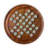 30cm Diameter Wooden Solitaire Board Game with Snowflake White and Aqua Glass Marbles | |Classic Wooden Solitaire Game | Strategy Board Game | Family Board Game | Games for one | Board Games view 1