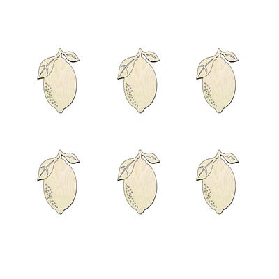 3" - 6 Pack Quantity Lemon Wood Cutout for Crafts, Wooden Craft Lemon, Summer Kid Crafts, Multiple Size Options, Citrus Fruit