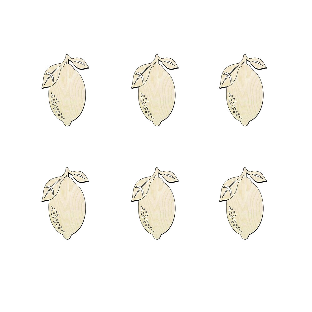 3" - 6 Pack Quantity Lemon Wood Cutout for Crafts, Wooden Craft Lemon, Summer Kid Crafts, Multiple Size Options, Citrus Fruit