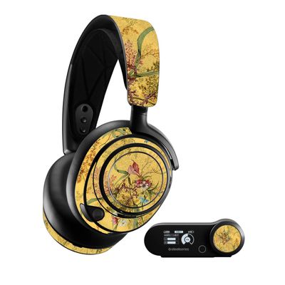 MightySkins Glossy Glitter Skin Compatible with SteelSeries Arctis Nova Pro - Yellow Marble End | Protective, Durable High-Gloss Glitter Finish | Easy to Apply and Change Styles | Made in The USA