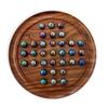 30cm Diameter Wooden Solitaire Board Game with LUSTERED Blue Glass Marbles | Classic Wooden Solitaire Game | Strategy Board Game | Family Board Game | Games for one | Board Games view 1