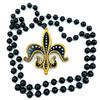 Fleur de Lis Mardi Gras Bead Necklace Black & Gold Bourbon Street Beads New Orleans Bayou Louisiana Cajun Creole Party view 1