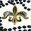 Fleur de Lis Mardi Gras Bead Necklace Black & Gold Bourbon Street Beads New Orleans Bayou Louisiana Cajun Creole Party view 2