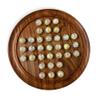 30cm Diameter Wooden Solitaire Board Game with Glass Pan American White Marbles with Multi Coloured Swirls | Classic Wooden Solitaire Game | Strategy Board Game | Family Board Game | Games for one view 1