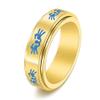 ANIEJUFI Stainless Steel Spinner Rings Animal Cute Cat Fidget Band Luminous Glow Stress Relieving Anxiety Ring Gold Size 10 view 1