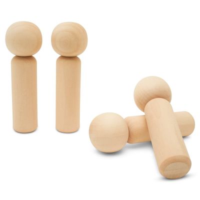 4-3/4 Inch Kokeshi Blank Wooden People, Pack of 25 Unfinished Wooden Peg People, Wooden Figurines for Crafts & Ornaments, by Woodpeckers