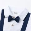 Infant Newborn Baby Boys Gentleman Suit Bowtie Romper Colour Block Short Baby Boy Summer Clothes (White, 9-12 Months) view 4