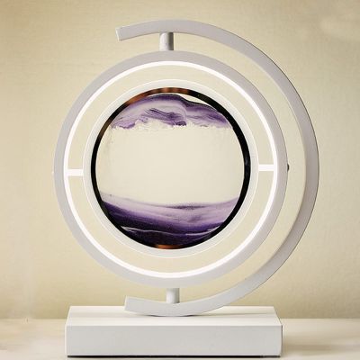 3D Moving Sand Art,LED Art Decorative Sand Paintings Night Light Artist Ornament Glass Deep Sea Sand Scene Dynamic Display (Color : Purple, Size : 20.2x30.6cm)