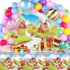 Capoda 87 Pcs Candy Themed Party Decorations Birthday Party Decorations Candy Tablecloth and Lollipop Backdrop with Balloon Garland Kit for Girl Boy Castle Lollipop Supplies view 1