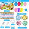Capoda 87 Pcs Candy Themed Party Decorations Birthday Party Decorations Candy Tablecloth and Lollipop Backdrop with Balloon Garland Kit for Girl Boy Castle Lollipop Supplies view 2