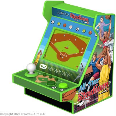 My Arcade All Star Stadium Nano Player- Portable Mini Arcade Machine with 207 Retro Games, 2.4" Screen, Green, Tiny Arcade