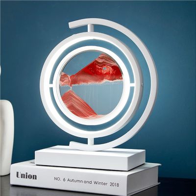 3D Moving Sand Art,LED Art Decorative Sand Paintings Night Light Artist Ornament Glass Deep Sea Sand Scene Dynamic Display (Color : Red, Size : 20.2x30.6cm)