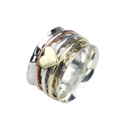 Self Love Spinner Heart Ring for Women, Fidget Anxiety Relief Rotating Wide Band Rings with Card for Her For Women Fidget Jewelry-8