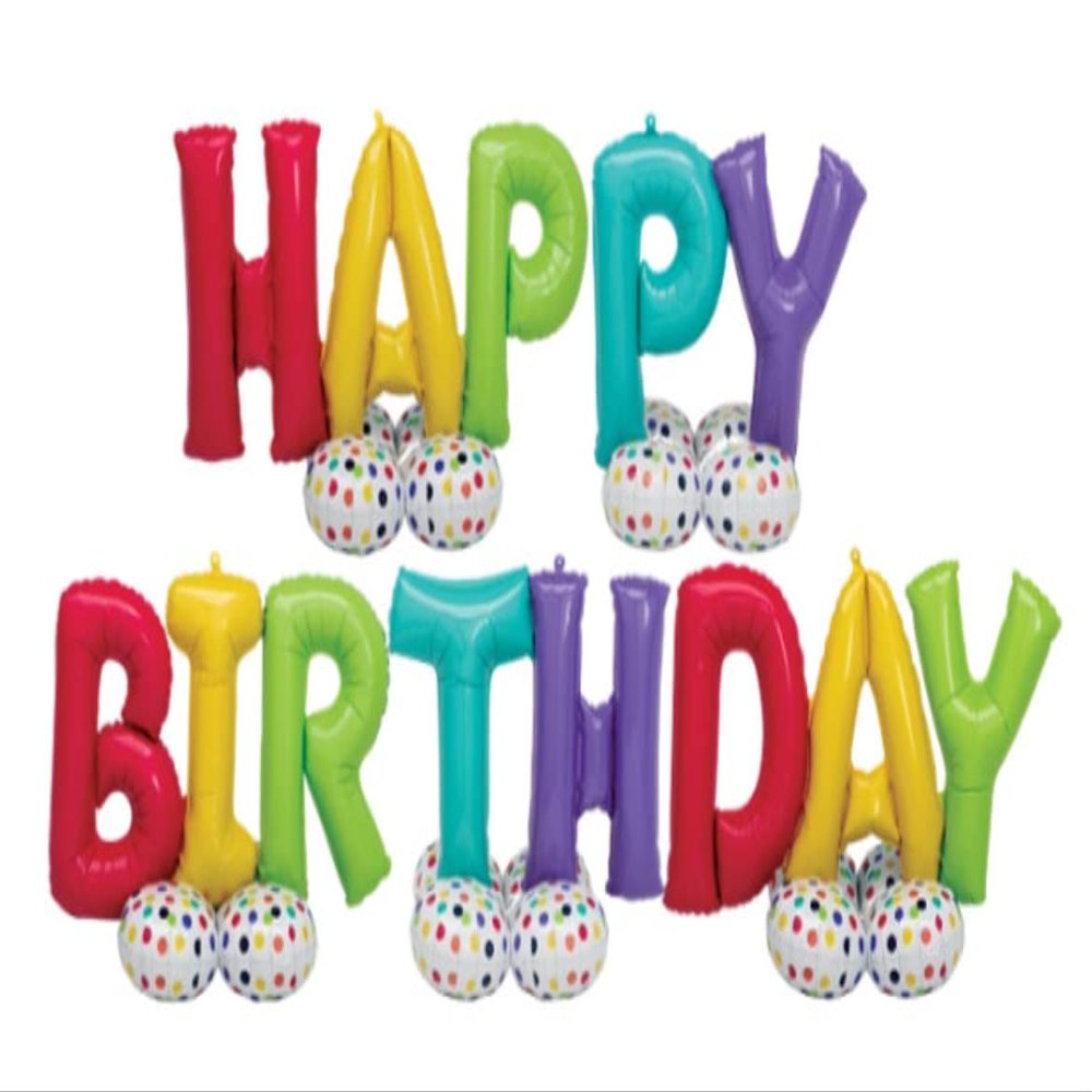 Anagram AirLoonz Bunch - Happy Birthday Balloons - 5 Balloons Total