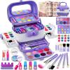 Hollyhi 58 Pcs Kids Makeup Kit for Girl, Princess Toys Real Washable Cosmetic Set with Mirror, Kids Makeup Sets for Girls, Play Make Up Birthday Gifts for 3 4 5 6 7 8 9 10 11 12 Years Old Kid(Purple) view 1