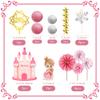 19 PCS Princess Cake Topper Castle Cake Decoration with Snowflake and Stars for Princess Birthday Supplies (Pink) view 2