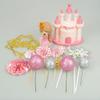 19 PCS Princess Cake Topper Castle Cake Decoration with Snowflake and Stars for Princess Birthday Supplies (Pink) view 3