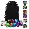TecUnite 25 Pieces 6 Side Polyhedral Dice Set with Black Pouch Compatible with Board Activities, Parties, Math Learning and Others with Random Multi Colored Mix Color(Mix Color,6 Sides) view 3