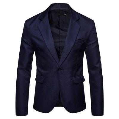 Men's Slim Fit Daily Blazer Lightweight One Button Lapel Slim Fit Business Jacket Solid Wedding Party Sport Coat (Dark Blue,Medium)
