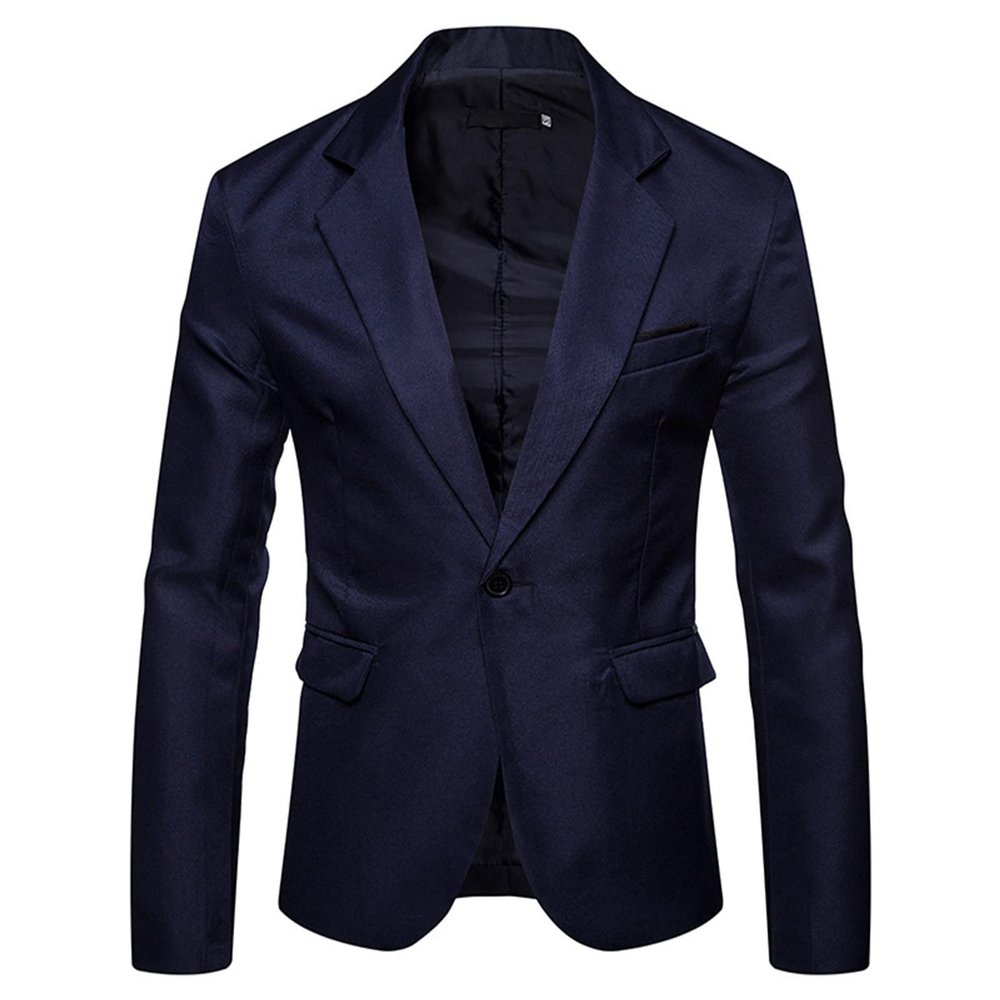 Men's Slim Fit Daily Blazer Lightweight One Button Lapel Slim Fit Business Jacket Solid Wedding Party Sport Coat (Dark Blue,Medium)