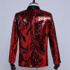 Maiyifu-GJ Men's Shiny Sequins Suit Jacket Sequin Wedding Nightclub Tuxedo Sport Coat Slim One Button Festival Party Blazer (Red,3X-Large) view 2