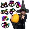 8 Pcs Magic Scratch Paper Art Masks for Kids Halloween,Halloween Mask Craft Kit for Kids, Animal Birthday Party, Rainbow Painting, Halloween Mask Craft Kit for Kids, 8 Pcs Magic Scrhalloween mas view 1
