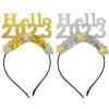 ABOOFAN 2023 New Year Headband 2Pcs New Year Eve Hair Hoop Hair Accessories Happy New Year Headband for 2023 Graduation Happy New Year Decorations New Years Eve Party Supplies view 1